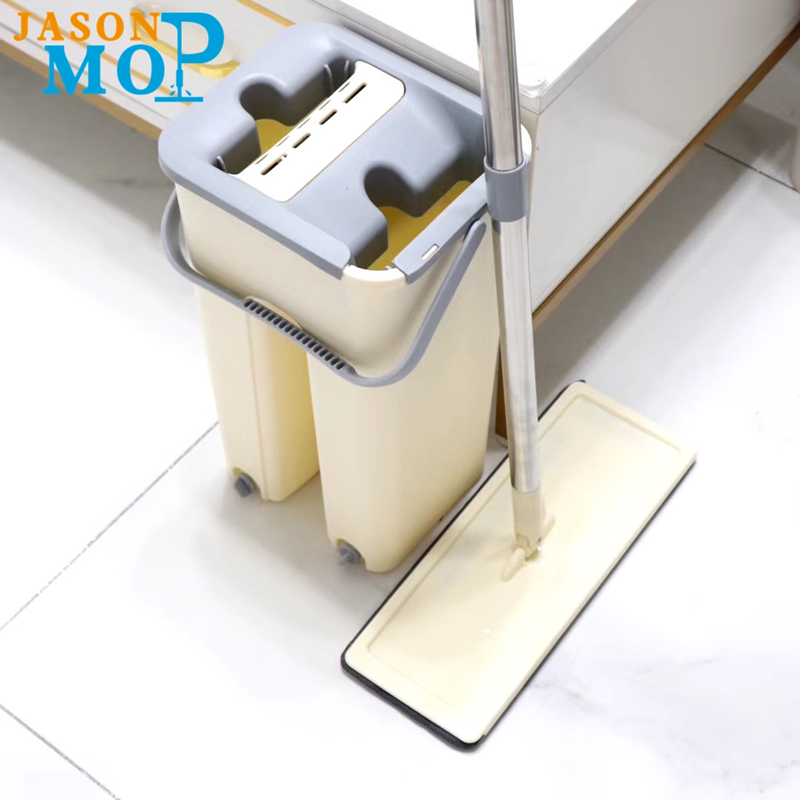 JASON NEW Superfine fiber, ανοξείδωτο ατσάλινο σύρτη, επίπεδη σφουγγαρίστρα με μαγικό μικρό μέγεθος κουβά.
